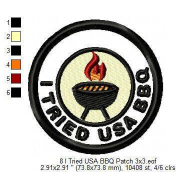 I Tried USA BBQ FIFA Football Soccer World Cup Tourist Traveler 2026 Soccer Experience Merit Adulting Badge Patch Machine Embroidery Digitized Design Files