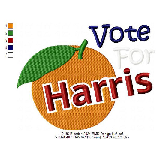 Vote For Kamala Harris Machine Embroidery Digitized Design Files