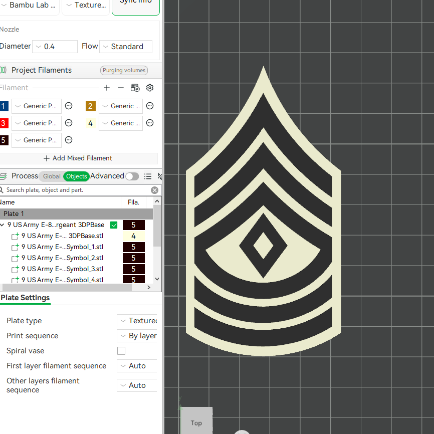 US Army Military E-8 Master Sergeant E-9 Command Sergeant Major Officer Insignia Emblem Symbols 3D STL Files For 3D Printing Using 3D Printer Machines