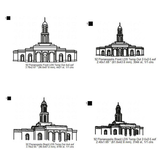 Florianopolis Brazil LDS Temple Outline Machine Embroidery Digitized Design Files