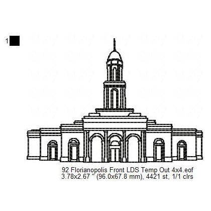 Florianopolis Brazil LDS Temple Outline Machine Embroidery Digitized Design Files