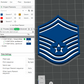 US Air Force USAF E7 Master Sergeant, E8 1st Sergeant, E8 Senior Master Sergeant Rank Insignia Emblem 3D STL Files For 3D Printing For 3D Printer Machines