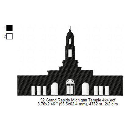 Grand Rapids Michigan Mormon LDS Temple Silhouette Machine Embroidery Digitized Design Files