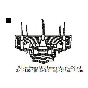 Las Vegas Nevada LDS Temple Outline Machine Embroidery Digitized Design Files