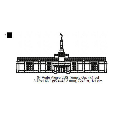 Porto Alegre Brazil Rio Grande do Sul LDS Temple Outline Machine Embroidery Digitized Design Files