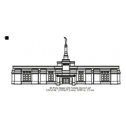Porto Alegre Brazil Rio Grande do Sul LDS Temple Outline Machine Embroidery Digitized Design Files