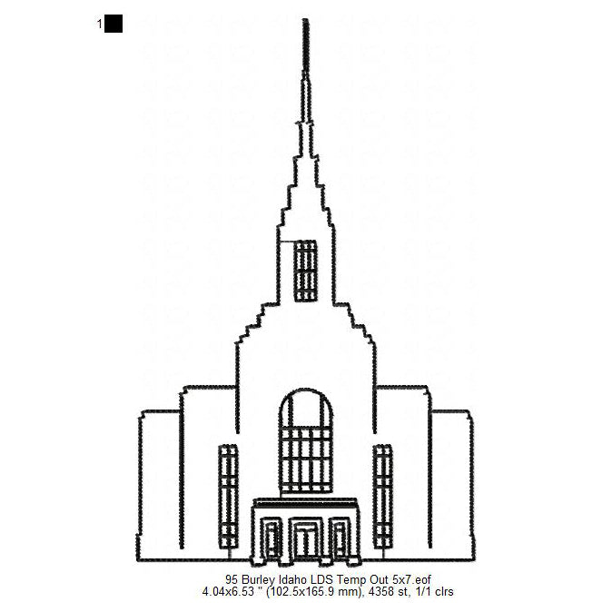 Burley Idaho LDS Temple Outline Machine Embroidery Digitized Design Files