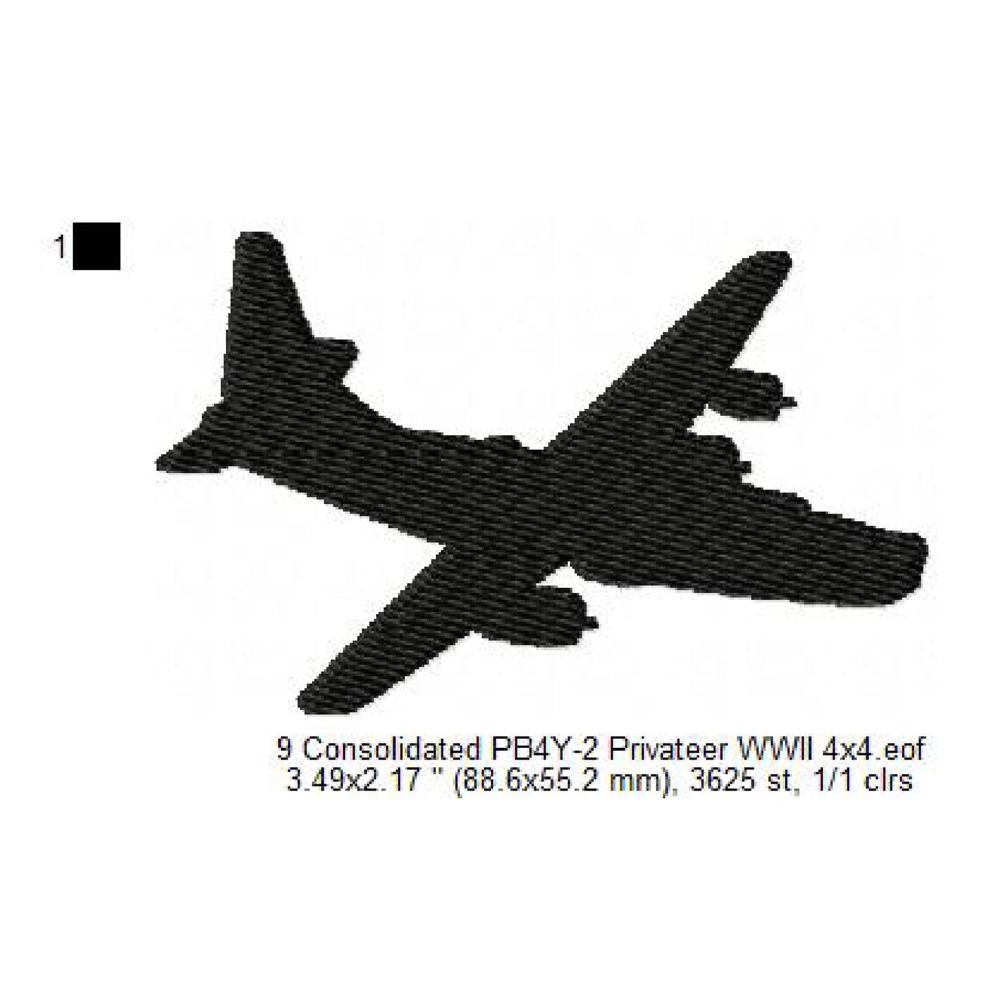 Martin PBM Mariner, Lockheed PV-1 Ventura, Curtiss SB2C Helldiver, Consolidated PB4Y-2 Privateer, Grumman F6F Hellcat WWII US Navy Aircrafts Silhouette Set Machine Embroidery Digitized Design Files