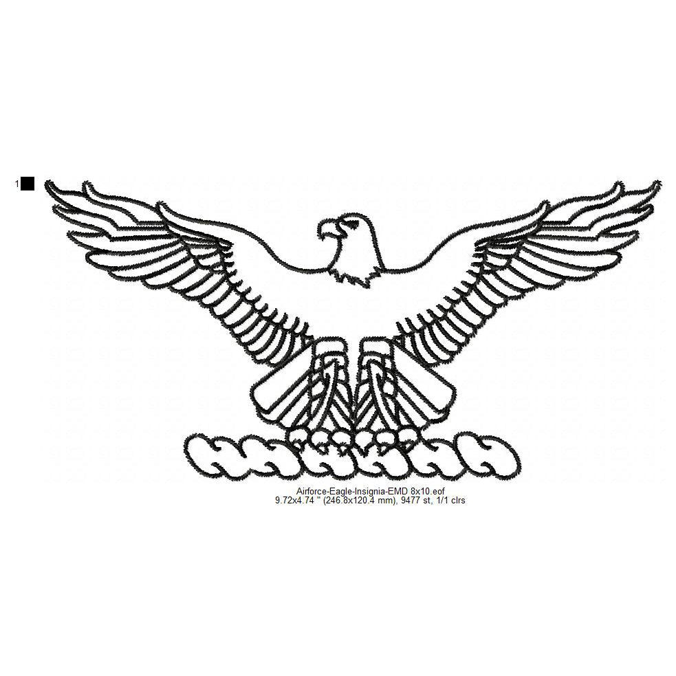 United States Air Force USAF Eagle Insignia Machine Embroidery Digitized Design Files