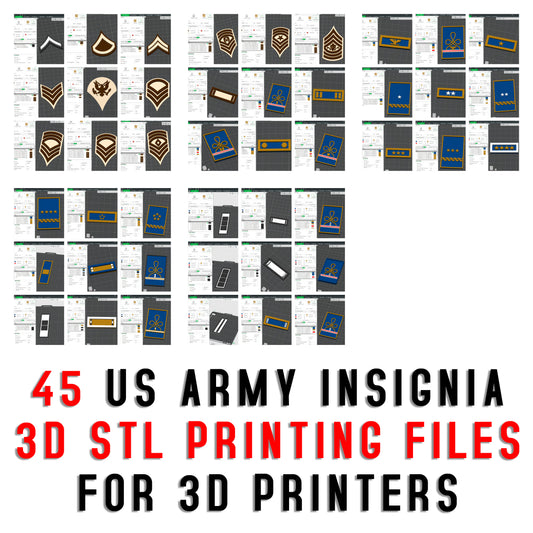 US Army Military Officer Insignia Emblem Symbols 3D STL Files For 3D Printing Using 3D Printer Machines