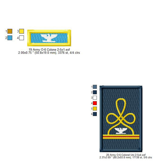 US Army O-6 Colonel Mess Uniform Insignia Symbols Emblems Patches Machine Embroidery Digitized Design Files