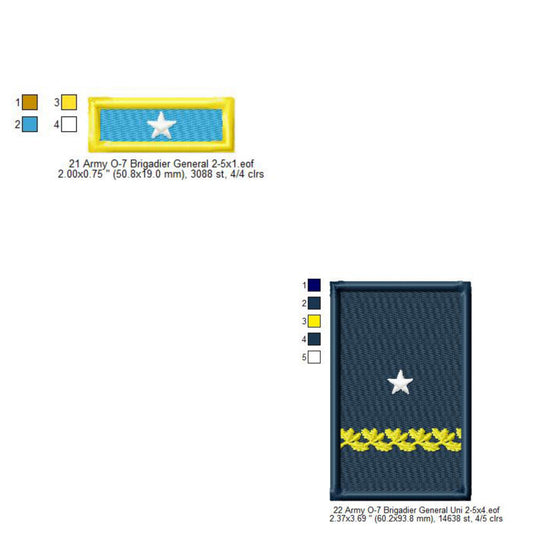 US Army O-7 Brigadier General Mess Uniform Insignia Symbols Emblems Patches Machine Embroidery Digitized Design Files