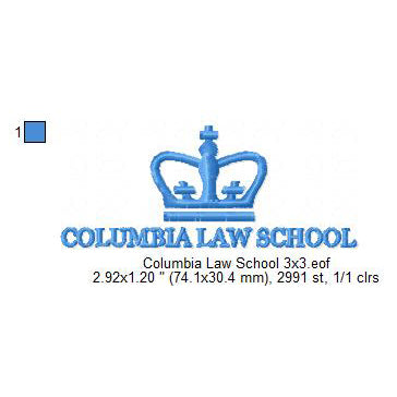 Columbia Law School Logo Machine Embroidery Digitized Design Files