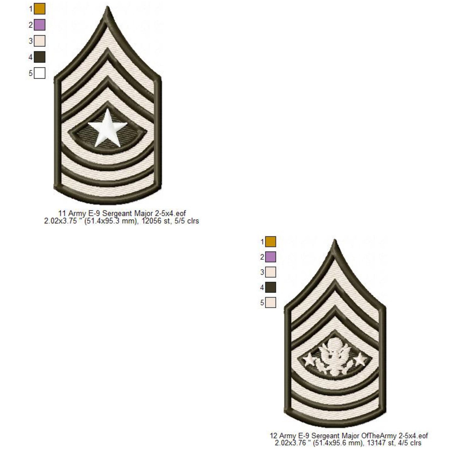 US Army E-9 Sergeant Major E-9 Sergeant Major Of The Army Insignia Symbols Emblems Patches Machine Embroidery Digitized Design Files