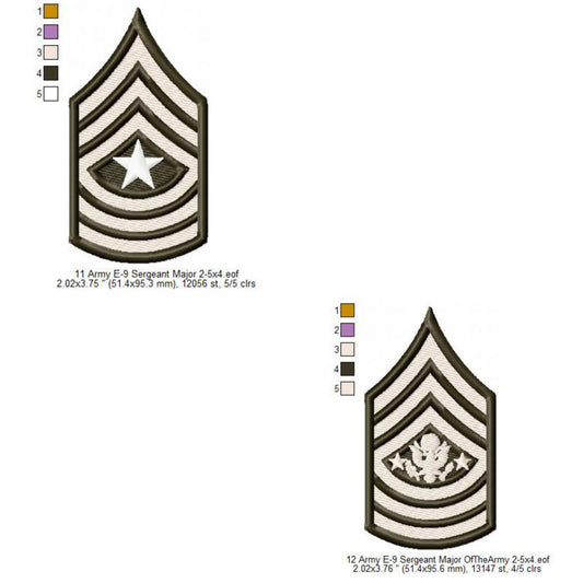 US Army E-9 Sergeant Major E-9 Sergeant Major Of The Army Insignia Symbols Emblems Patches Machine Embroidery Digitized Design Files