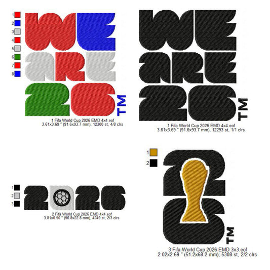 We Are 26 FIFA World Cup 2026 Soccer Football Sports Logo Machine Embroidery Digitized Design Files