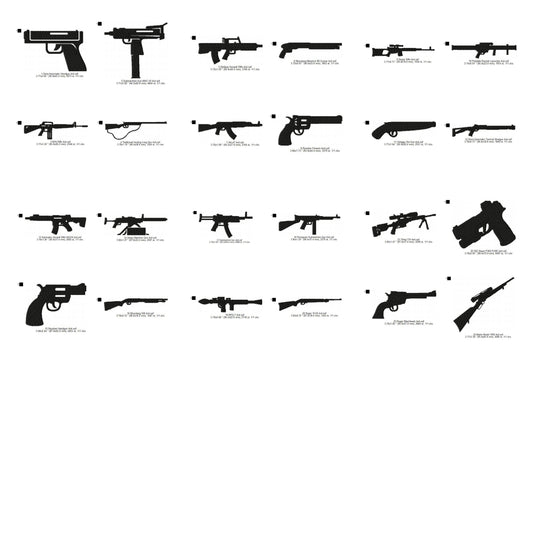 USA Popular Weapons Guns Rifles Silhouette Shadow Machine Embroidery Digitized Design Files | Dst | Pes | Hus | VP3 (Copy)