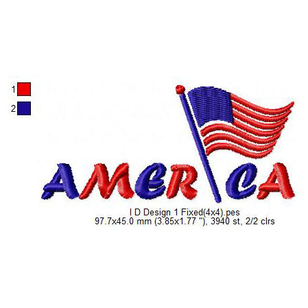 USA Independence Day Happy 4th of July Machine Embroidery Digitized Design Files | Dst | Pes | Hus | VP3