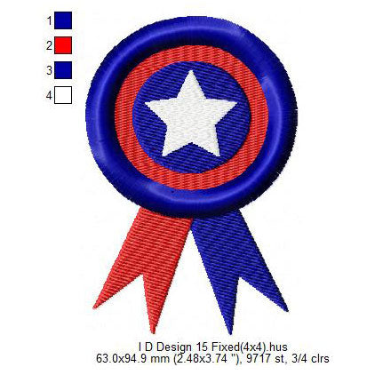 USA Independence Day Happy 4th of July Machine Embroidery Digitized Design Files | Dst | Pes | Hus | VP3