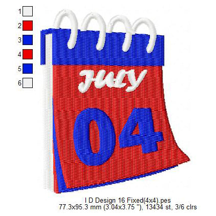 USA Independence Day Happy 4th of July Machine Embroidery Digitized Design Files | Dst | Pes | Hus | VP3