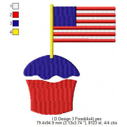 USA Independence Day Happy 4th of July Machine Embroidery Digitized Design Files | Dst | Pes | Hus | VP3