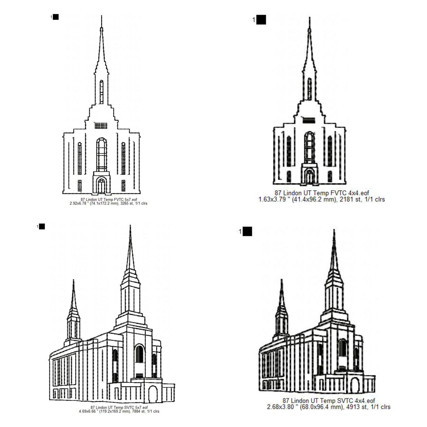 Lindon Utah LDS Temple Outline Machine Embroidery Digitized Design Files