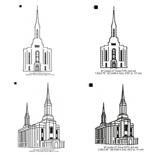 Lindon Utah LDS Temple Outline Machine Embroidery Digitized Design Files