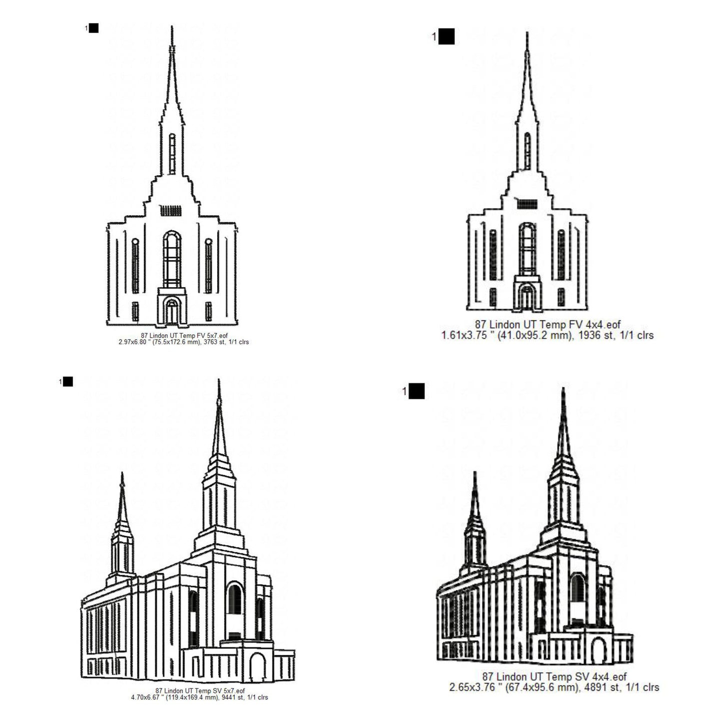 Lindon Utah LDS Temple Outline Machine Embroidery Digitized Design Files