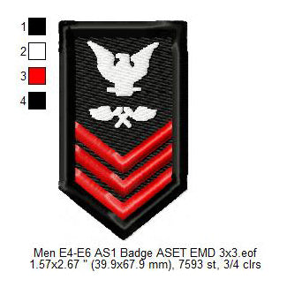 US Navy Rating Patch Aviation Structural Mechanic Technician PO1 E-6 (AM) 1st Class Petty Officer Insignia Patch Machine Embroidery Designs
