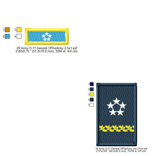 US Army O-11 General Of The Army Mess Uniform Insignia Symbols Emblems Patches Machine Embroidery Digitized Design Files