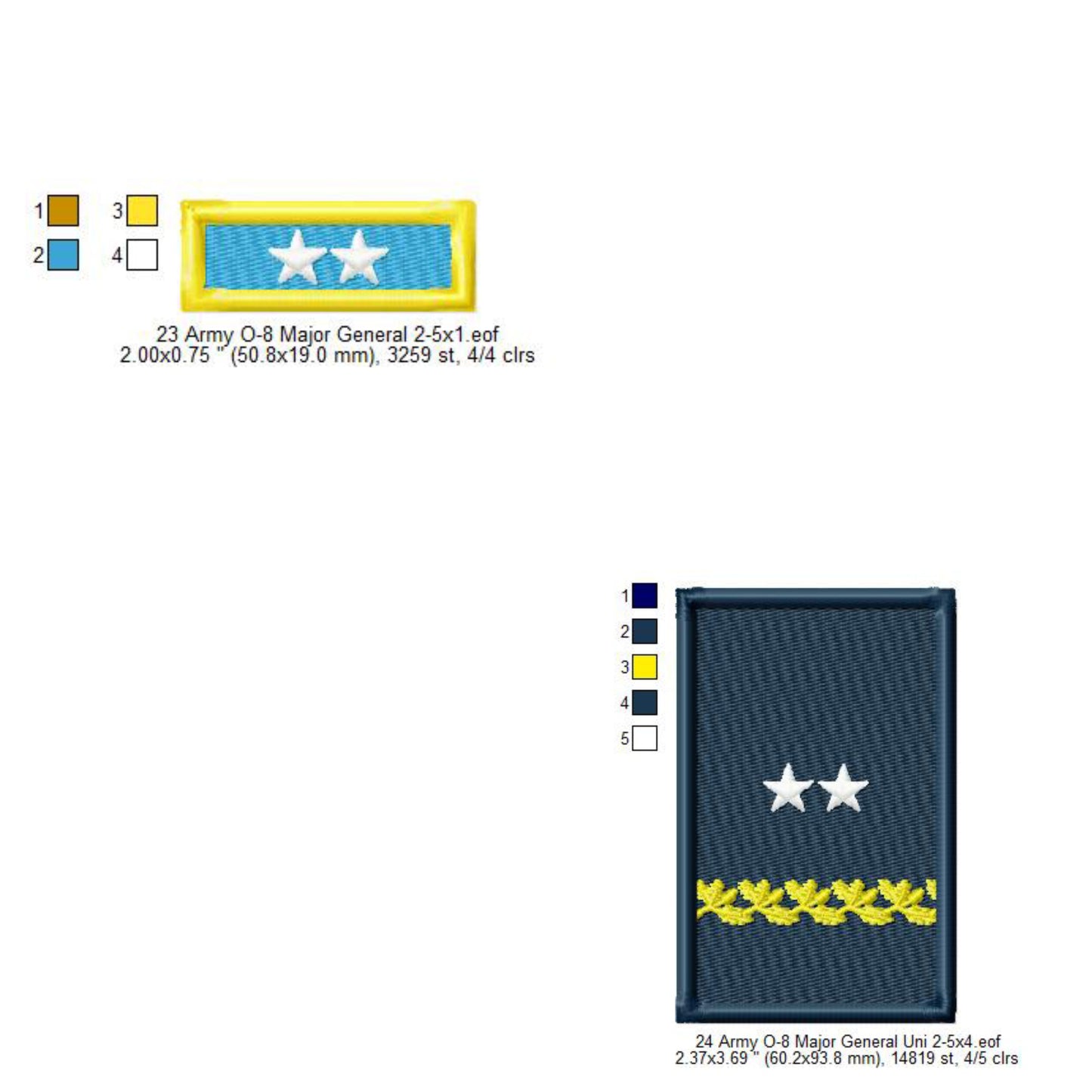 US Army Military Officer Shoulder Board Mess Uniform Insignia Symbols Emblems Patches Machine Embroidery Digitized Design Files
