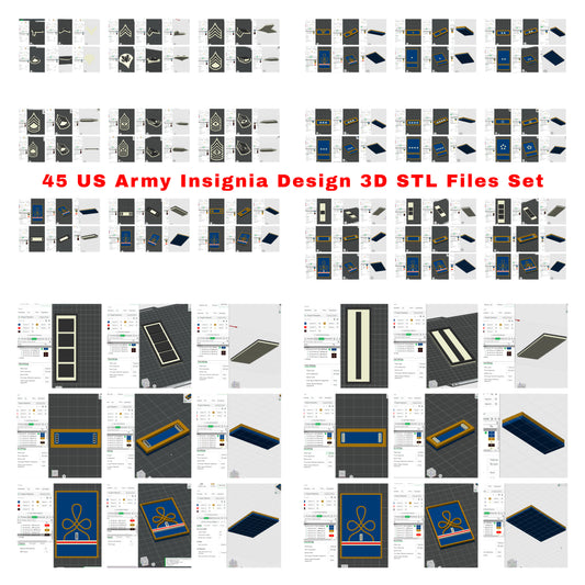 US Army Military Officer Insignia Emblem Symbols 3D STL Files For 3D Printing Using 3D Printer Machines