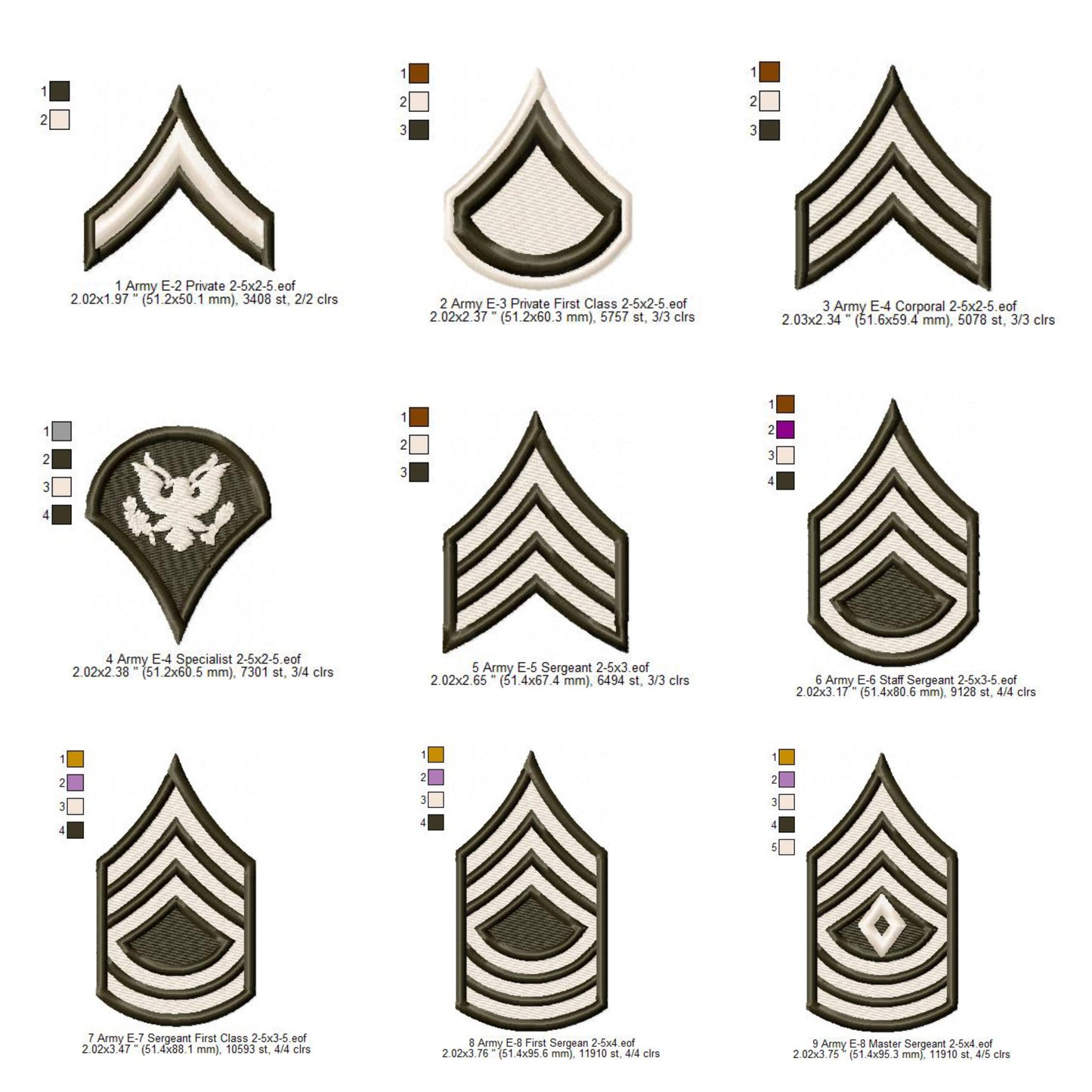 US Army Military Officer Shoulder Board Mess Uniform Insignia Symbols Emblems Patches Machine Embroidery Digitized Design Files