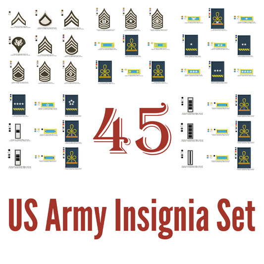US Army Military Officer Shoulder Board Mess Uniform Insignia Symbols Emblems Patches Machine Embroidery Digitized Design Files