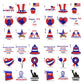 USA Independence Day Happy 4th of July Machine Embroidery Digitized Design Files | Dst | Pes | Hus | VP3
