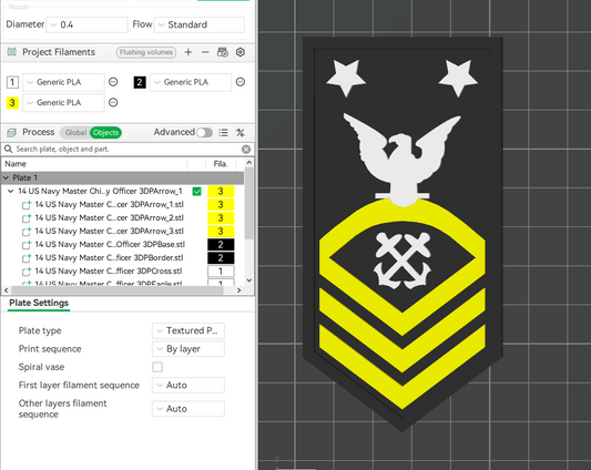US Navy Master Chief Petty Officer Insignia Symbols 3D STL Files For 3D Printing Using 3D Printer Machines