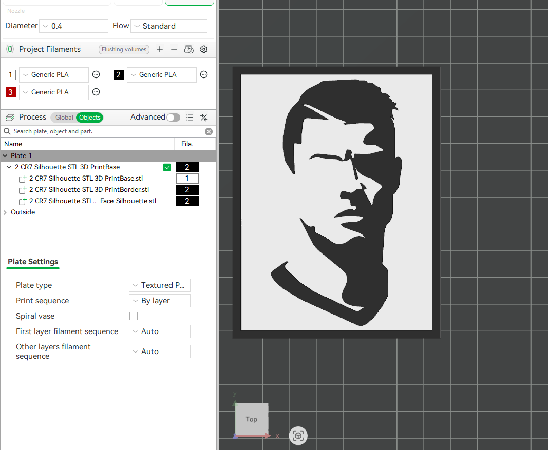 Cristiano Ronaldo CR7 Face Silhouette 3D STL Files For 3D Printing Using 3D Printer Machines