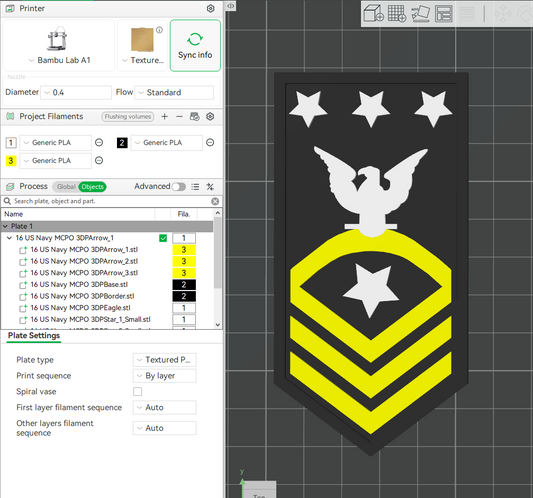 US Navy Master Chief Petty Officer E-9 Insignia Symbols 3D STL Files For 3D Printing Using 3D Printer Machines