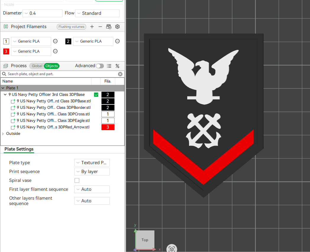 US Navy Petty Officer 3rd Class Insignia Symbols 3D STL Files For 3D Printing Using 3D Printer Machines