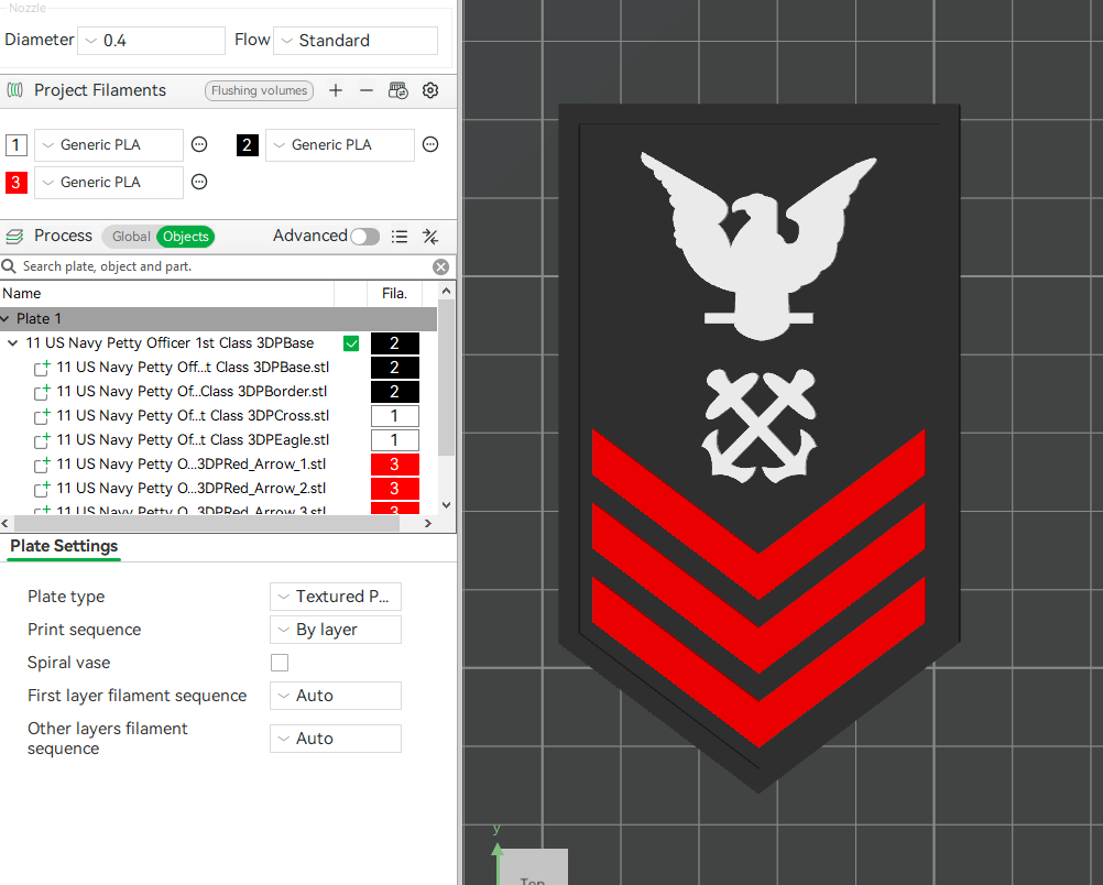 US Navy Petty Officer 1st Class Insignia Symbols 3D STL Files For 3D Printing Using 3D Printer Machines