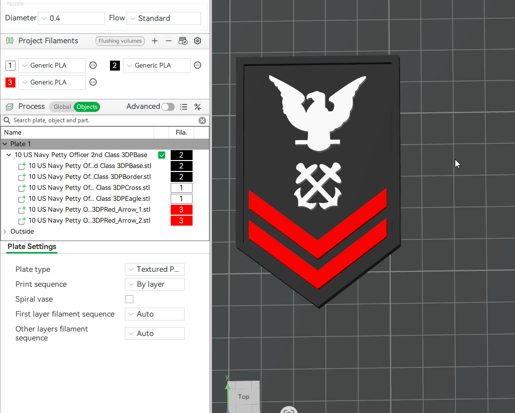 US Navy Petty Officer 2nd Class Insignia Symbols 3D STL Files For 3D Printing Using 3D Printer Machines