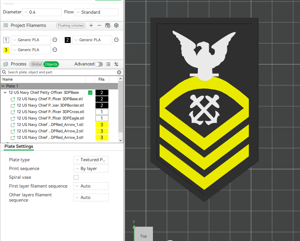 US Navy Chief Petty Officer Insignia Symbols 3D STL Files For 3D Printing Using 3D Printer Machines (Copy)