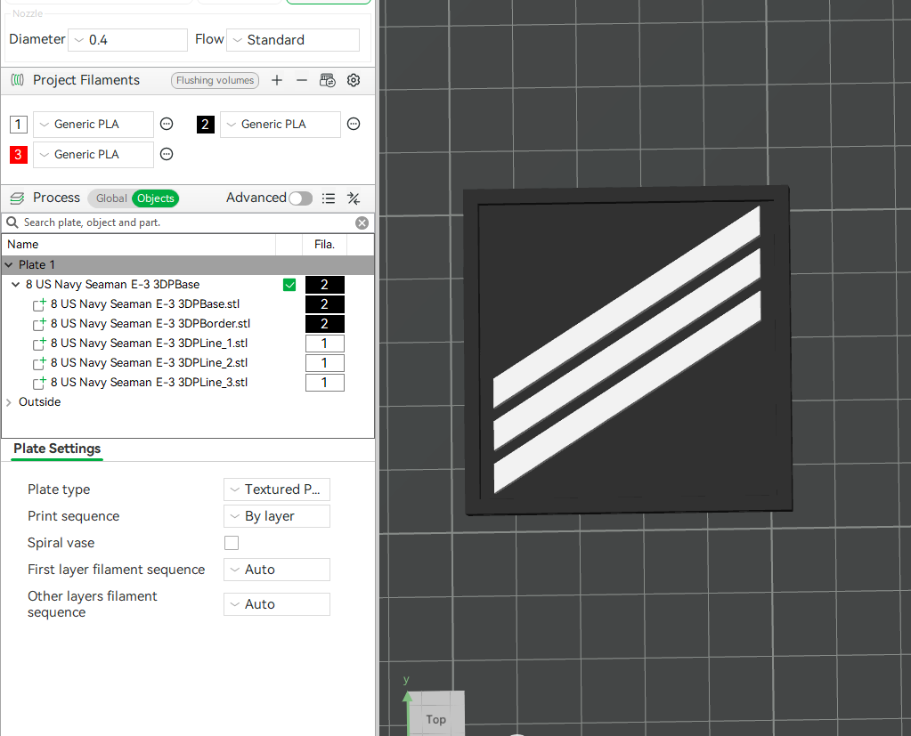 US Navy Seaman E-3 Insignia Symbols 3D STL Files For 3D Printing Using 3D Printer Machines