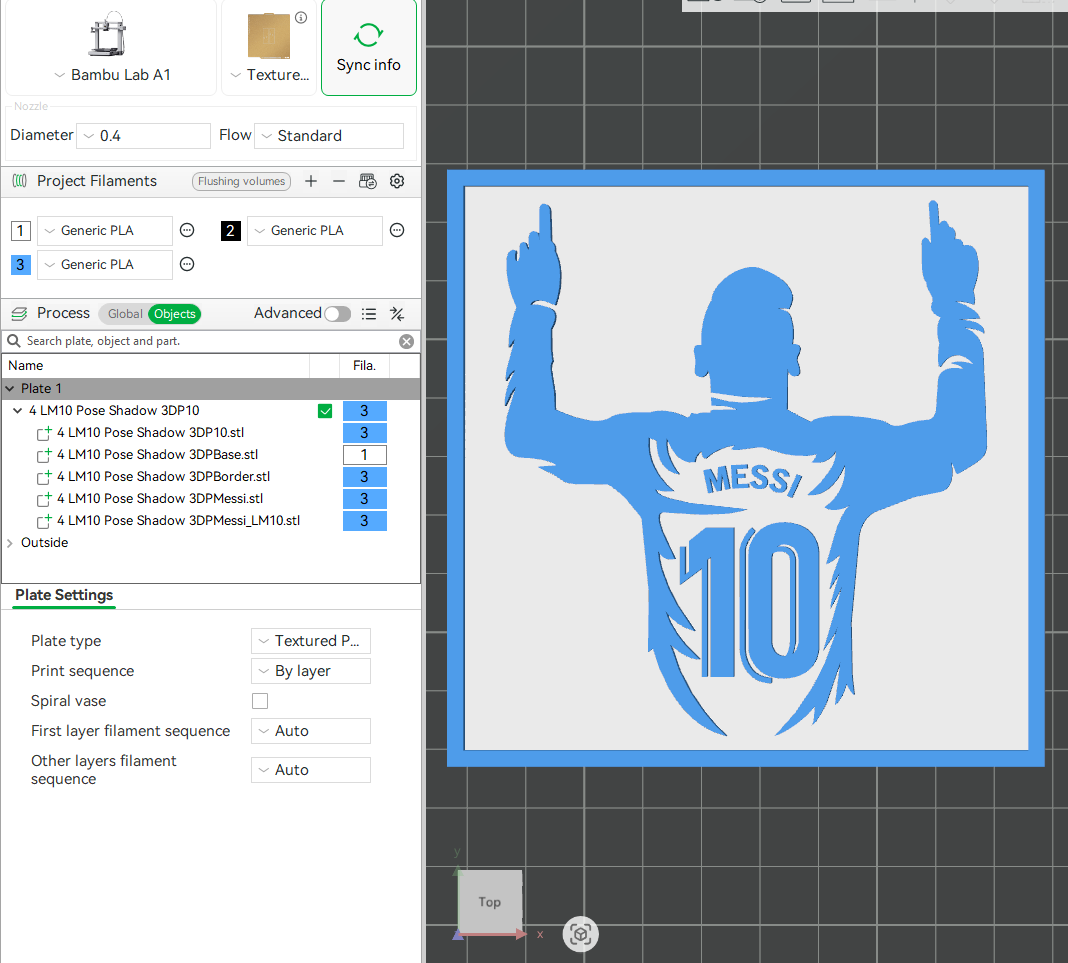Leonel Messi LM10 Celebration Penalty Silhouette 3D STL Files For 3D Printing Using 3D Printer Machines