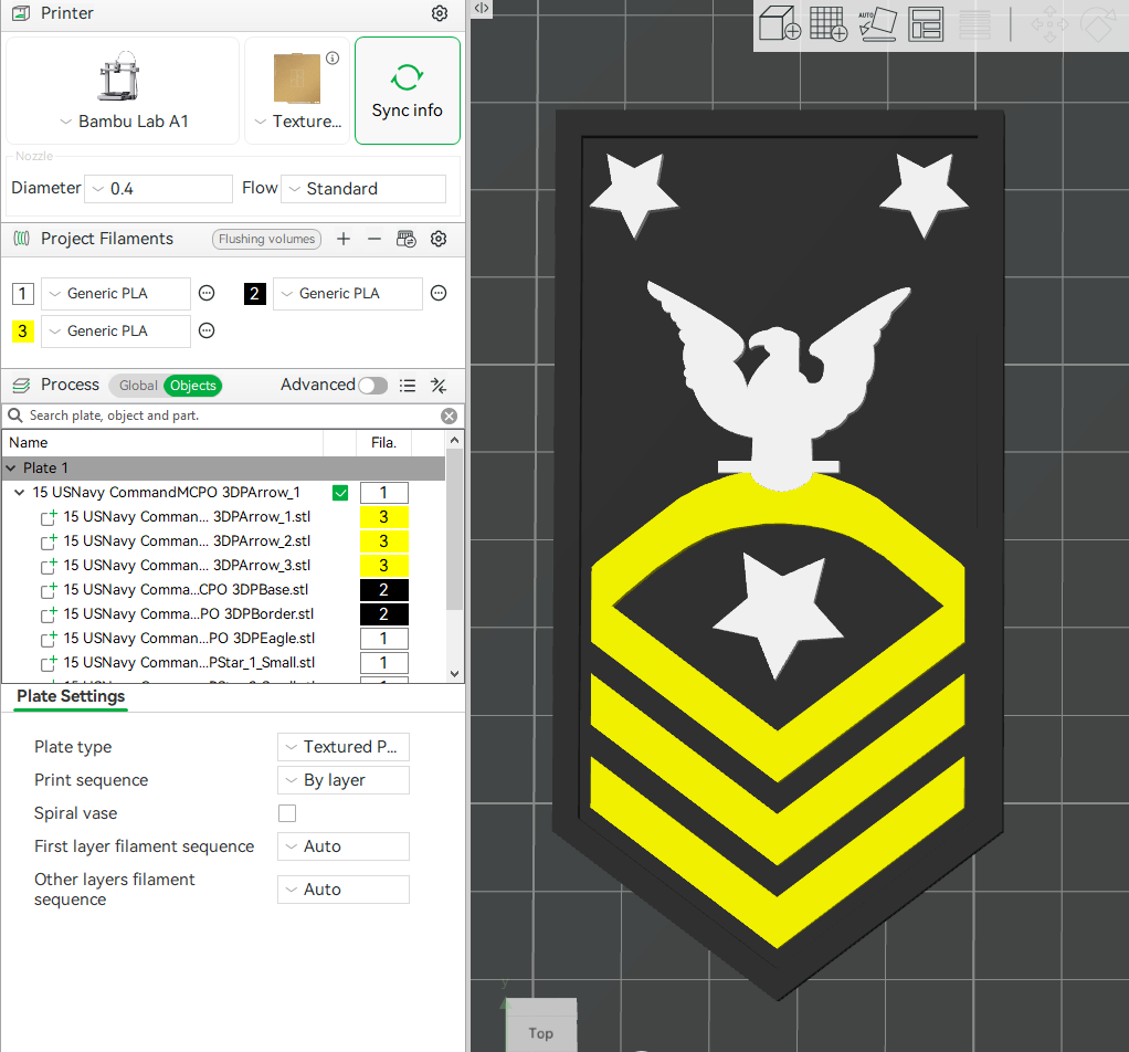 US Navy Command Fleet Force Master Chief Petty Officer Insignia Symbols 3D STL Files For 3D Printing Using 3D Printer Machines