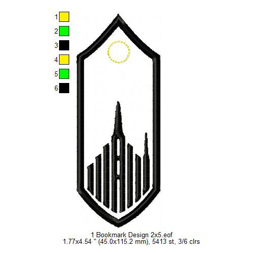 CTR Ring Shield Temple Bookmark Patch Machine Embroidery Digitized Design Files