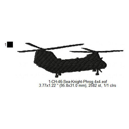 Boeing Vertol CH-46 Sea Knight Aircraft Silhouette Machine Embroidery Digitized Design Files