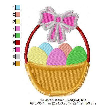 Easter Day Basket Eggs Machine Embroidery Digitized Design Files
