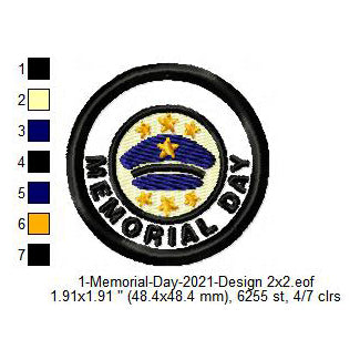 Memorial Day Merit Badge Machine Embroidery Digitized Design Files