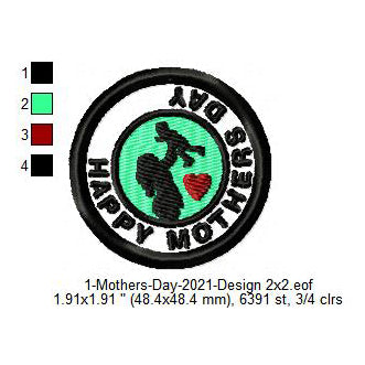 Happy Mothers Day Merit Badge Machine Embroidery Digitized Design Files